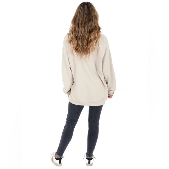 Cream Graphic Sweatshirt with Orange and Black Design - Picture 1 of 3